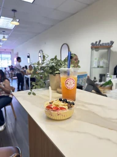 Loaded tea and Acai bowl at Healthy Living in Hackensack