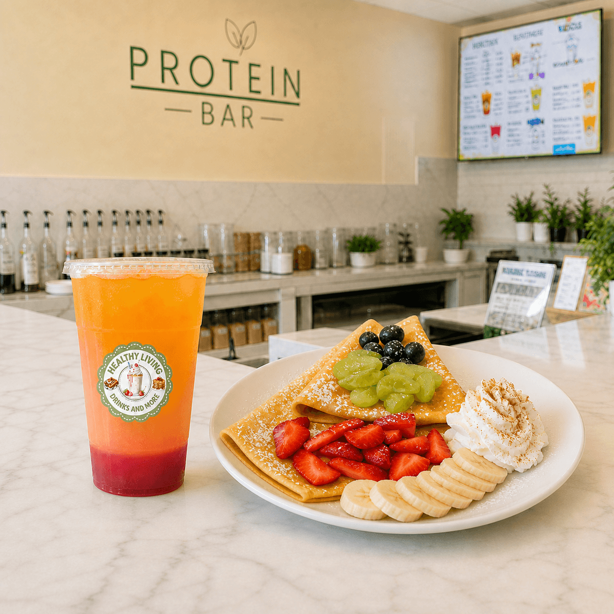 Loaded Drink + Protein Crepe Combo