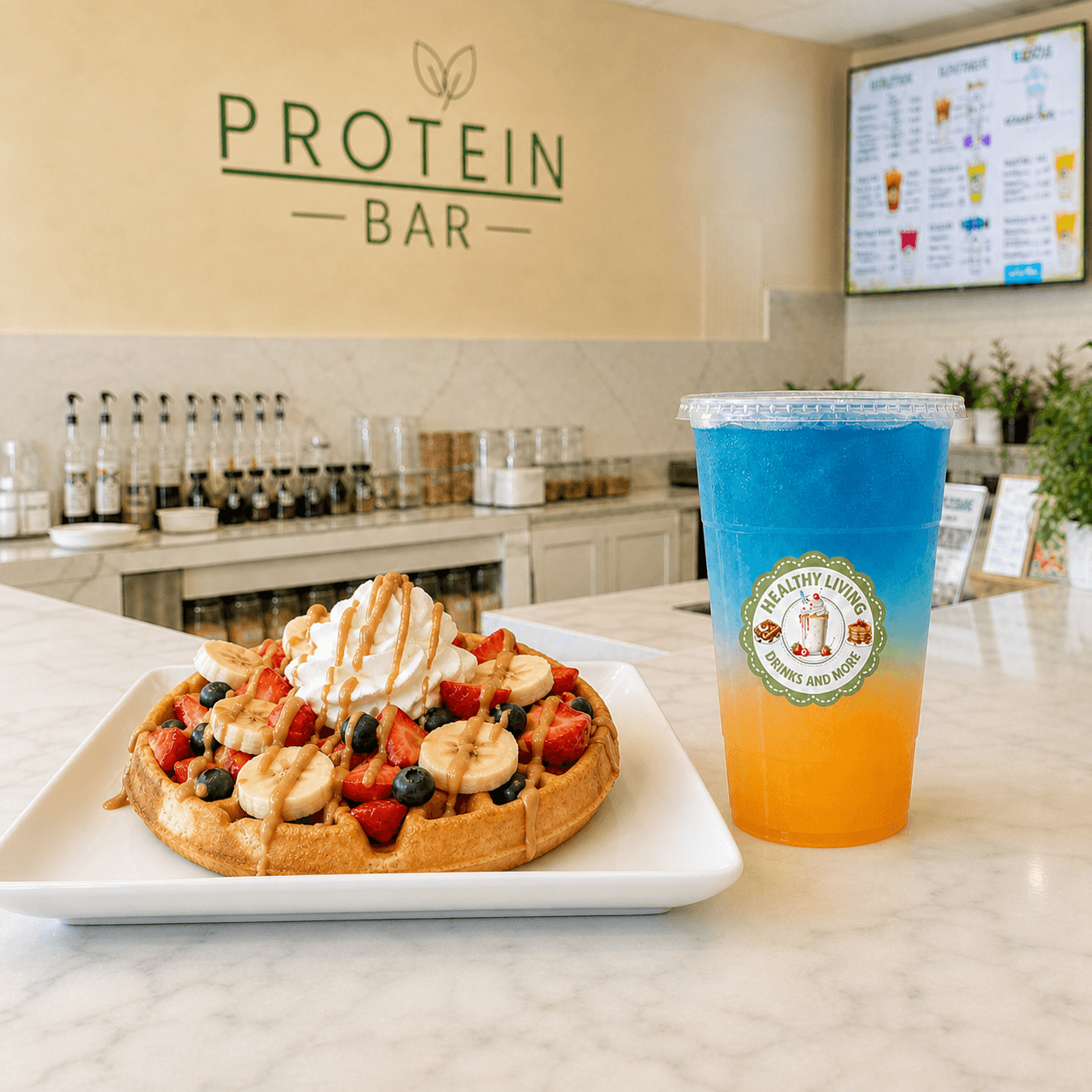 Loaded Drink + Protein Waffles Combo